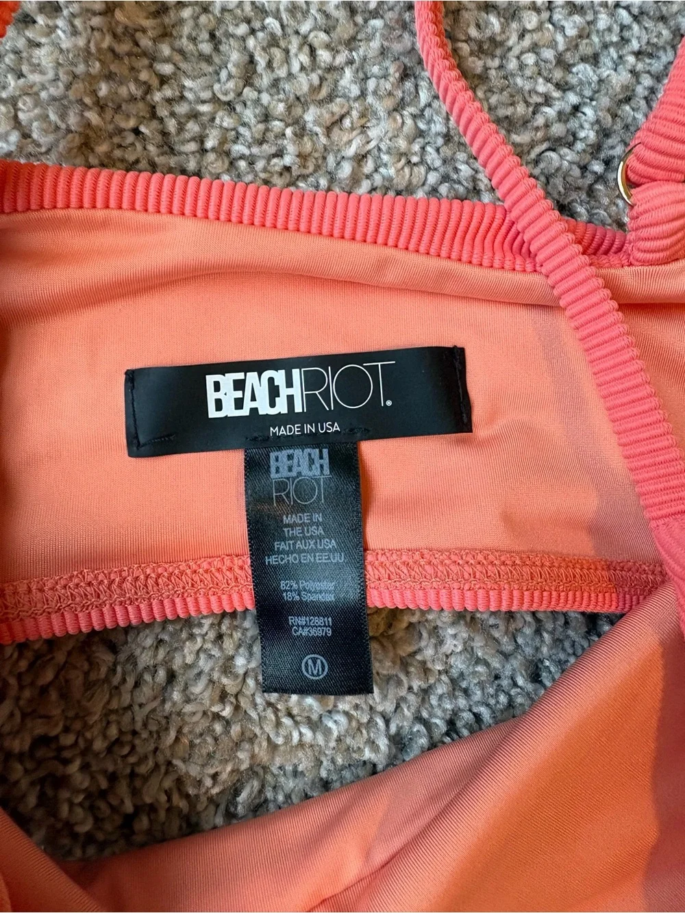 Beach Riot Neon Pink and Coral Colorblock Bikini Set